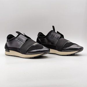 Balenciaga Men Racer Runner Black Mesh Leather Lace sneakers size 11US EUR44